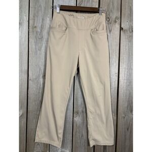 Baleaf Women's Beige Stretch Active Pants Size M Cropped Ankle Pull-On Pockets